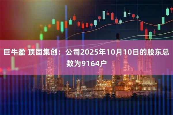 巨牛盈 顶固集创：公司2025年10月10日的股东总数为9164户