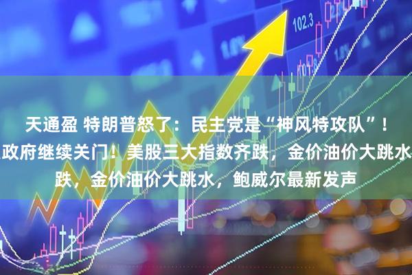天通盈 特朗普怒了：民主党是“神风特攻队”！票数还是不够，美政府继续关门！美股三大指数齐跌，金价油价大跳水，鲍威尔最新发声